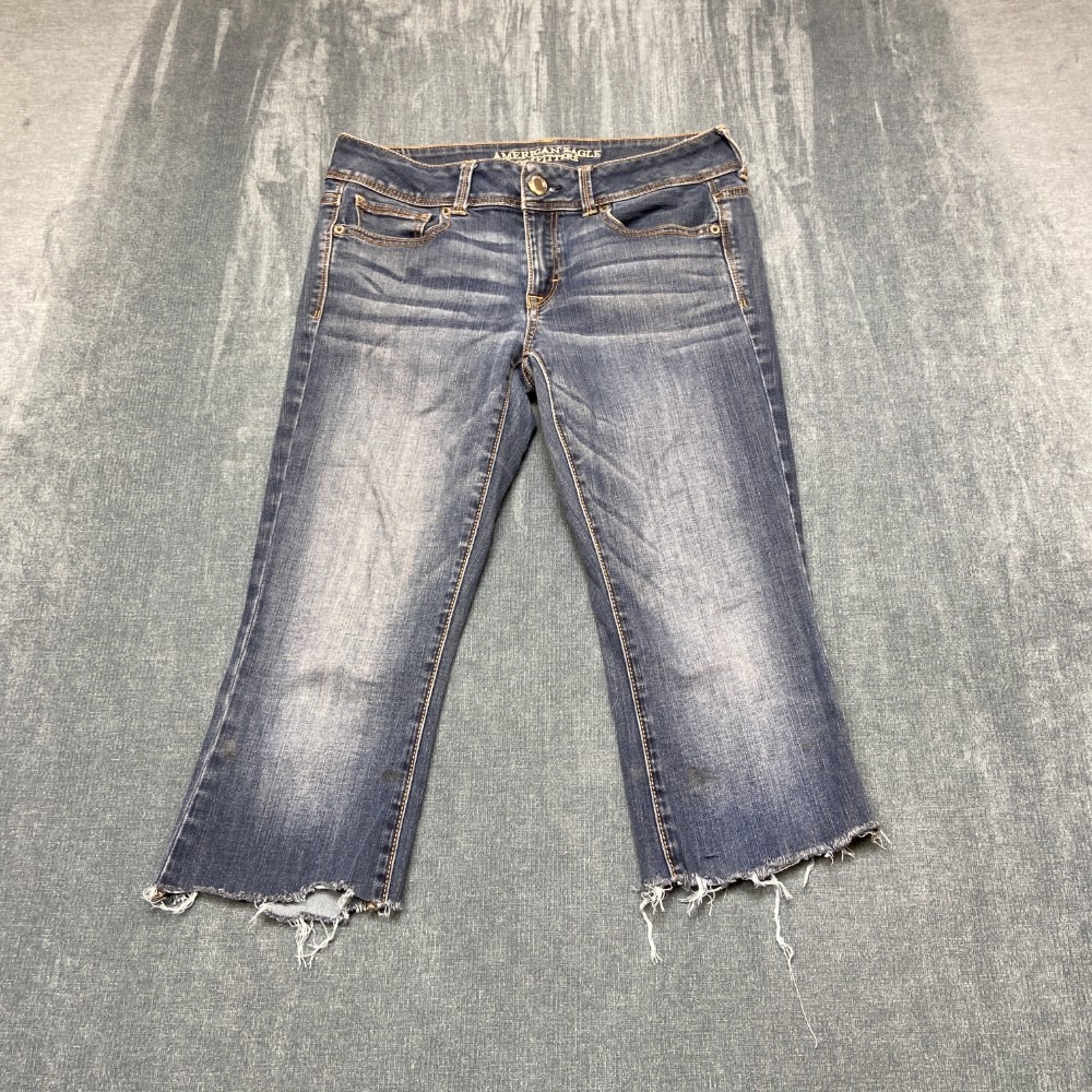 American Eagle Outfitters Super Stretch Kick Boot Jeans Women 8 28x18 Blue Denim
